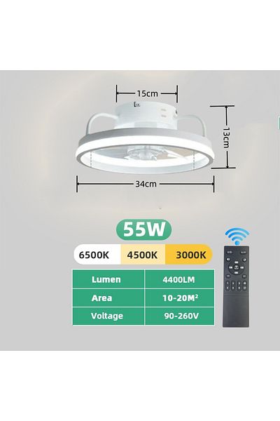 Choice 55W WHITE 55W Ceiling Fan With Light, Ceiling LED Light Fan with Remote, Electric fan with LED Lamp