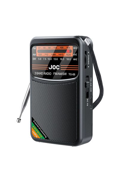 Alloet TG66 Black Portable Radio AM/FM/SW Pocket Radio with Rechargeable Battery Built-in Speaker with HD D
