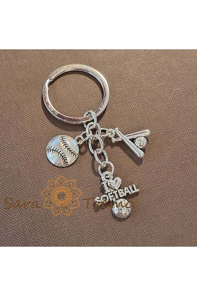 saratremo Stainless Steel Keychain with 3 Sporting Symbol Charms