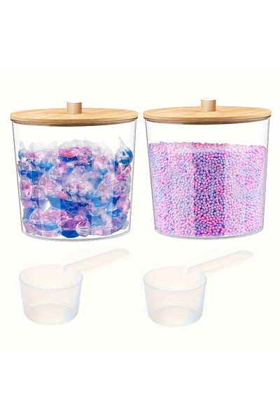 Choice 2pcs with 2pcs spoon Laundry Room Organization and Storage Jars Large Capacity Acrylic Storage Box L