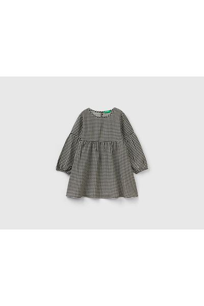 United Colors of Benetton Sustainable Viscose Houndstooth Dress for Kids