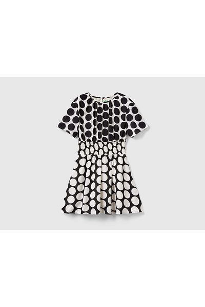 United Colors of Benetton Girls' Polka Dot Dress with a Flowy Design