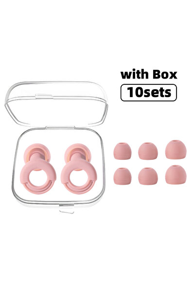 Choice 10 مجموعات من سدادات الأذن الهادئة من هواك باللون الوردي مع صندوق لتقل...