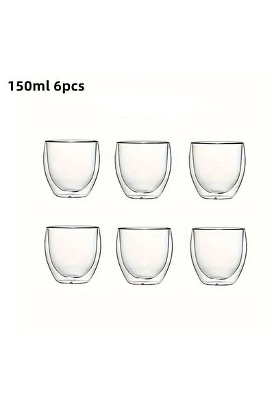 Choice 80ml-450ml 150ml 6pcs 6pcs Double-Wall Insulated Glass Espresso Cups 80/150/250/350/450ml Insulated