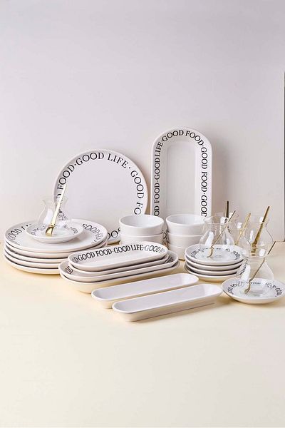 Perotti Good 37 Piece Stackable Breakfast Set for 6 People and Presentation Set