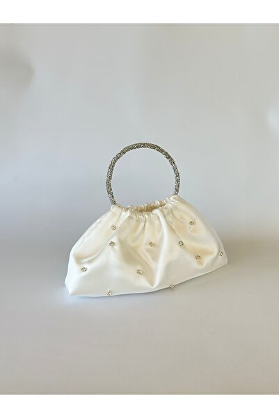 posst bag Geantă de mână pentru rochie de seară, brodata cu argint alb