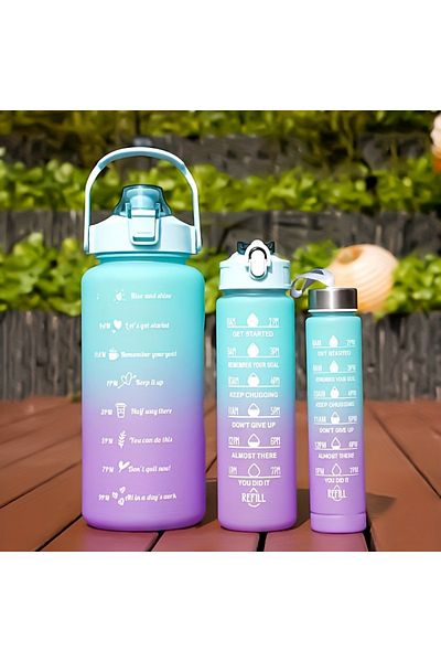 Choice 2.0L green purple-3pcs 2 Liter Water Bottle with Straw Female Girls Large Portable Travel Bottles Sp