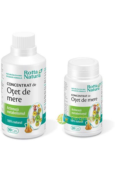Rotta Natura Concentrat De Otet De Mere, Metabolism Activ Pachet 90 Cps 30 Cps,