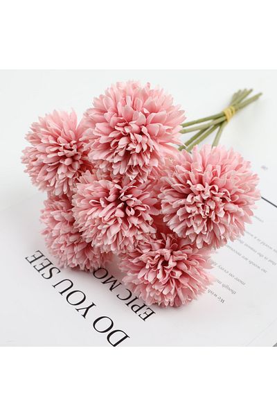 Choice Deep powder 6pcs 6 artificial dandelion and chrysanthemum ball bouquets - perfect for home, office,