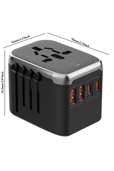 Choice Universal Plug PD20W International Power Adapter, 2 USB-C & 2 USB-A Fast Charging Travel Charger, Ou