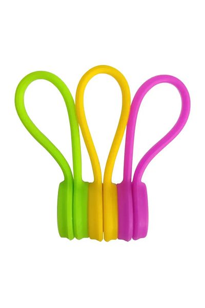 Choice 3 colors Reusable Magnetic Cable Ties,Cord Organizer,Silicone Magnetic Cord Ties for Bundling Stuff,