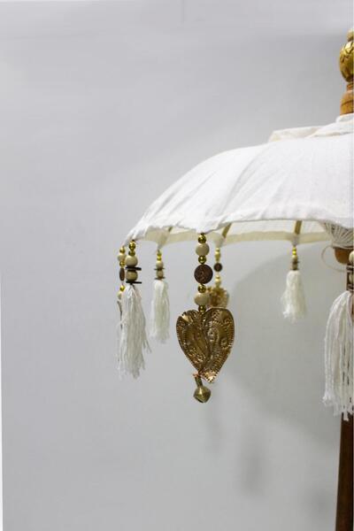 PRODİVA şık ve kullanışlı Ahşap Gövdeli otantik Bali Şemsiyesi 80 Cm - Krem Gold