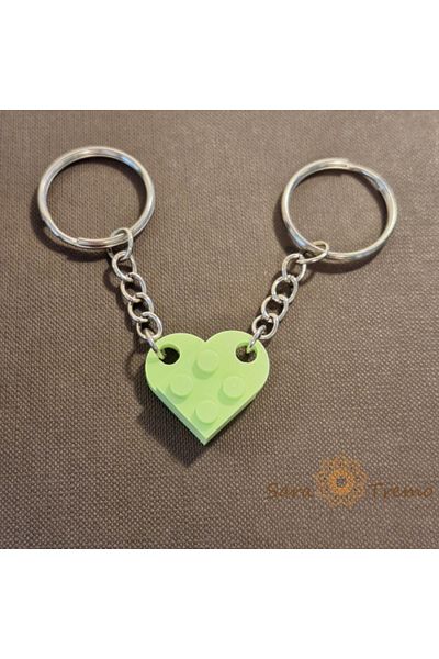 saratremo Set 2 Keychains – Complete Heart Shape, Light Green