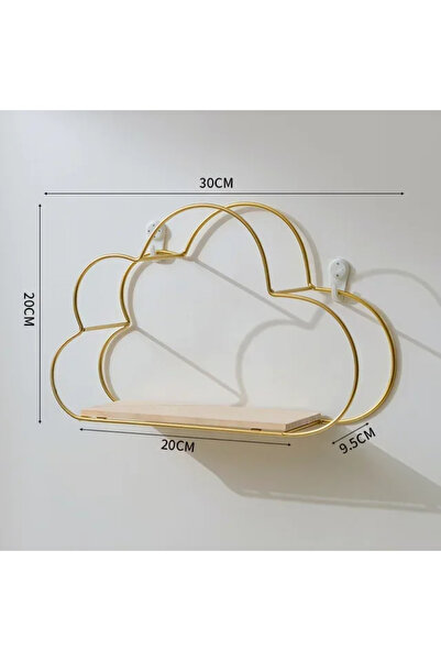 Choice رف حائطي من الحديد على شكل سحابة إبداعية من الذهب، لوح خشبي، ديكور على...