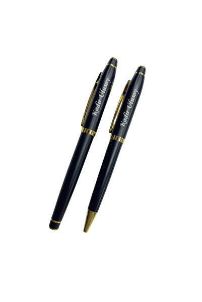 Çılgıntrend Kişiye Özel İsim Yazılı Deri Kutulu 2'li Tükenmez ve Roller Kalem...