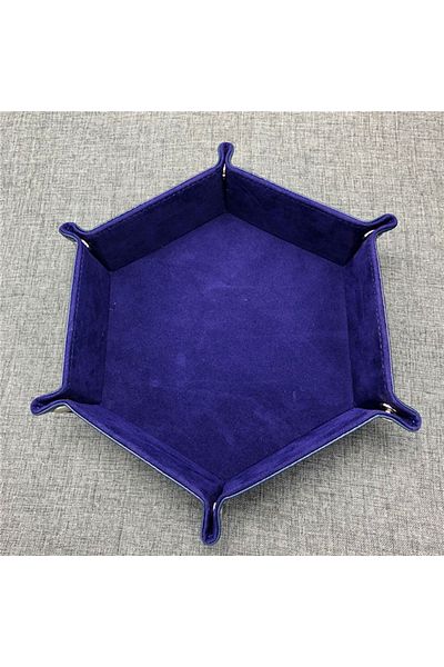 Choice Blue 01 Rolling Folding Hexagon Dice Game Storage Tray Holder Double Sided Thick PU Leather&Velvet D