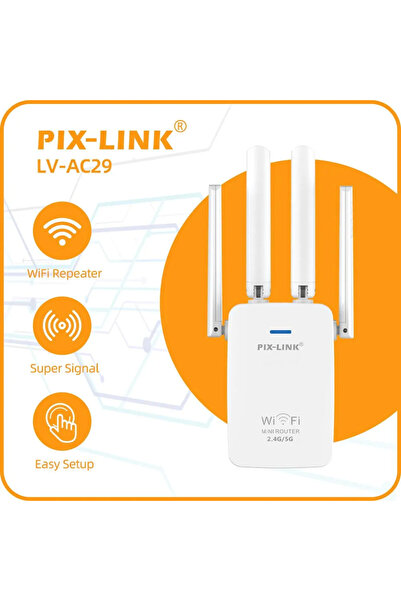 Choice1 موسع نطاق واي فاي لاسلكي PIX-LINK AC29 بسرعة 1200 ميجابت في الثانية بمقبس الاتحاد الأوروبي، مكرر/راوتر واي فاي ثنائي النطاق 2.4 و5.8 جيجاهرتز، 4 شبكات واي فاي