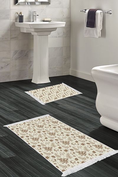 Alanur Home Αντιολισθητική βάση Djt Σετ τουαλέτας Star Cotton Fringe Vintage AL5012 Μπεζ