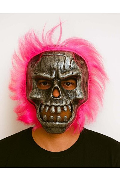 Ethab Ticaret Wild skull - silver skull pink hair skeleton mask