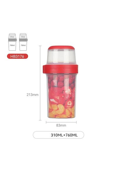 Choice 1070ml Double-layer Sealed Compartmented Crisper Box Oatmeal Nut Yogurt Salad Cup Food Storage Box B