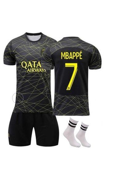 yenteks Black Paris K. Mbappe Size 7 Kids Jersey Σετ με 3 κάλτσες δώρο ONRR-011