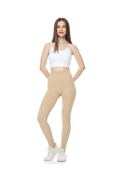 R&B Beige RIBBED LEGGINGS-S-XL