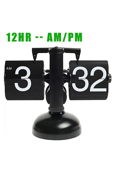 Choice 12HR-AllBlack-304stl A Flipping Clock with Page Turning Automatically for Modern Home Decoration Ful