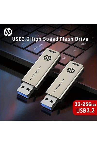 HP 256GB Silver USB3.2 Flash Drive 32GB 64GB Metal USB Pendrive 128GB 256GB Creative Personality Car