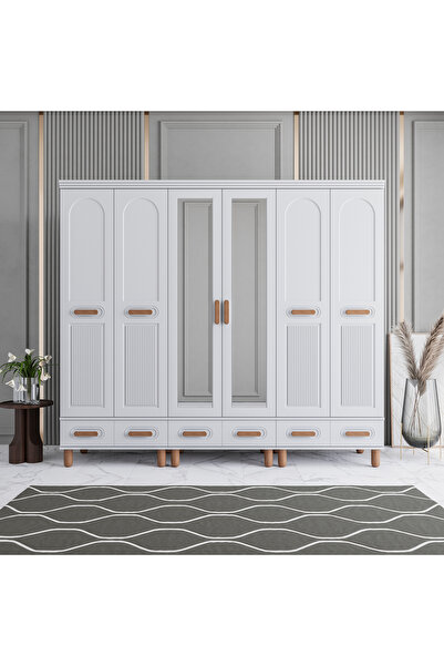MONZIO Otto 6 Kapaklı Çekmeceli Gardırop %100 MDF