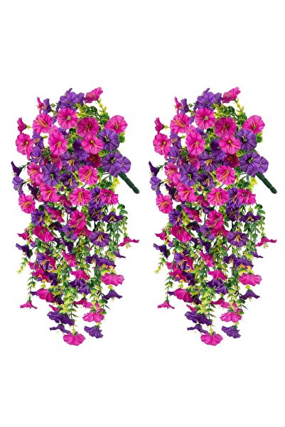 Choice أرجواني أحمر - قطعتان من زهور الصباح الاصطناعية المعلقة، زهور وهمية، ن...