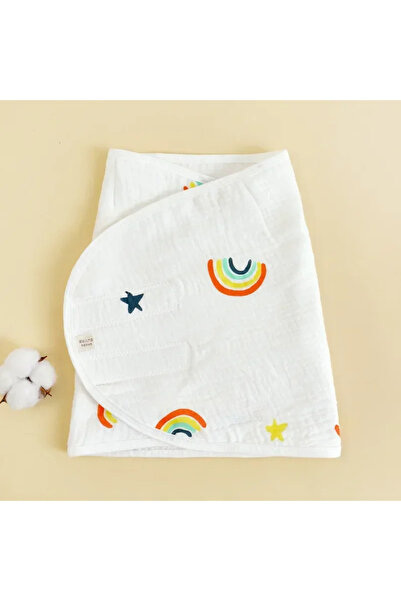Choice 35X80cm White Rainbow 0-6 Month Cotton Baby Swaddle Wrap Anti Startle ...