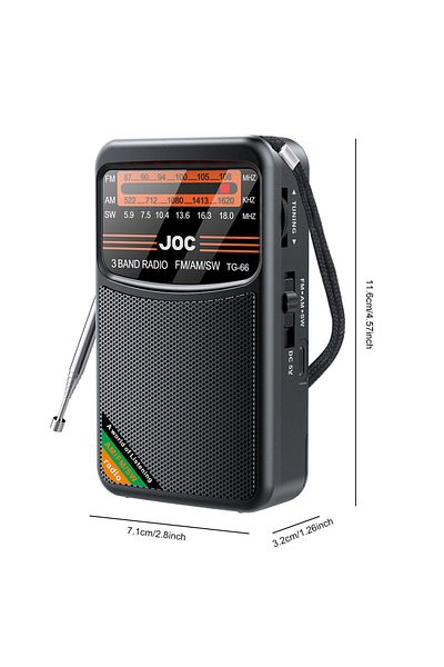 APWIKOGER TG-66 Black FM AM SW Radio Emergency Pocket Radio Transistor Battery Operated Radio Player for Outdo