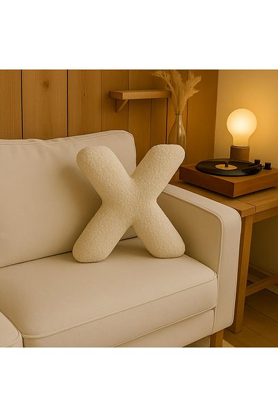 Woodesk Litera, Letter X, Pillow, Throw Pillow, Fiber Filled, Welsoft Fabric, 40 cm