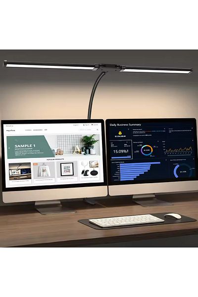 Choice Double-Head Black Home Office LED Desk Lamp Double Head Stepless Dimming Eye-Caring Reading Lights 3