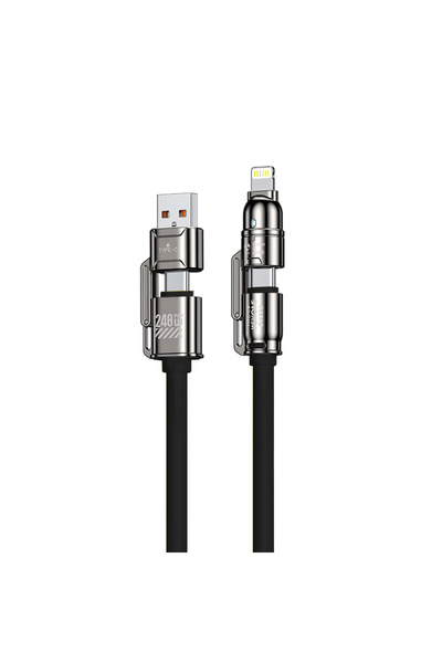 Choice كابل كيرسايت 4 في 1 أسود بطول 1.2 متر، شحن فائق السرعة 240 واط، وظائف ...