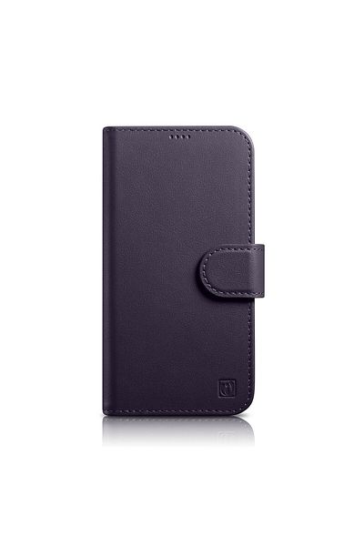 ICARER Husă din piele 2 în 1 cu clapă pentru iPhone 14, anti-RFID, portofel, violet închis