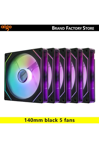 Aigo A-RGB AS SHOWN black 5 fans AS14 140mm Fan Argb Pc Case Ventiladores 4PIN PWM 5V-3PIN Cpu Water