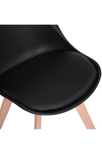 AWF AL WADI FURNITURE Eamy Set of 2 Black Tulip Design Mid Century Modern Upholstered Dining Chairs Black & Beech