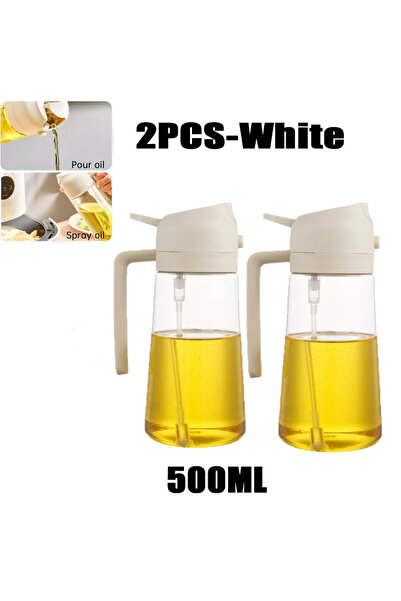 Choice 2pcs-white 500ml 2in1 500ml Plastic Spray Oil Sprayer Bottle Spray Oil Dispenser Oil Jar Cruet BBQ K