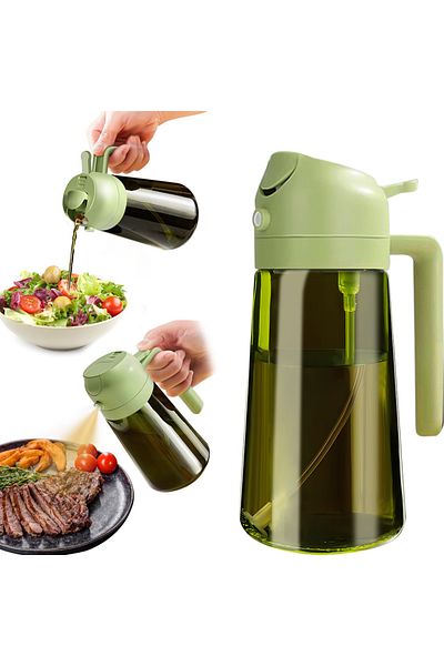 Choice green 470ML Light-Blocking Dark Oil Sprayer for Cooking 2 in 1 Olive Oil Dispenser Bottle for Kitche