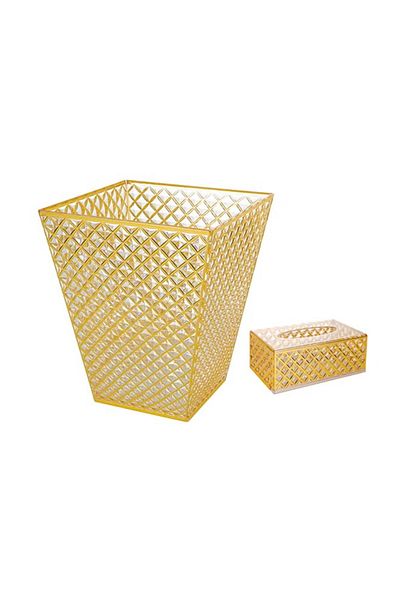 rexa Acrylic Trash Can And Tissue Box Set Gold 200X220cm
