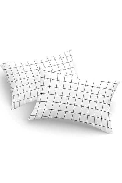 Eponj Home Set 2 fete de pernă 50x70 cm, policoton, patrate Artus Negru