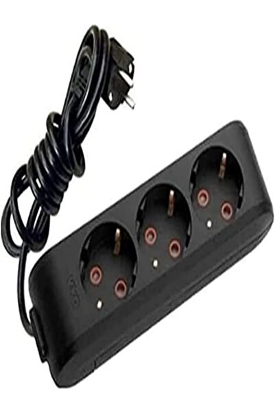 VİKO مقبس ثلاثي متعدد المنافذ مع كابل أرضي أسود - 5 أمتار