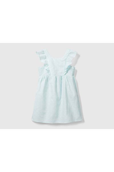 United Colors of Benetton Girls' Dress with Round Neck, Full Pattern, and Ruffled Sleeves