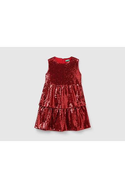 United Colors of Benetton Girls' Sleeveless Sequin-Embroidered Dress