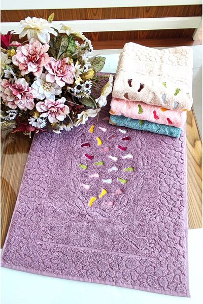 A.Z.H. My Mother (4Th Set) 50X70Cm. Dowry 100% Cotton Luxury Embroidered Jacquard Foot Towel