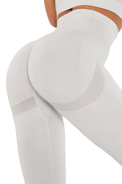Fizion Colanti compresivi cu efect push up Gym Essentials, Alb Pudrat