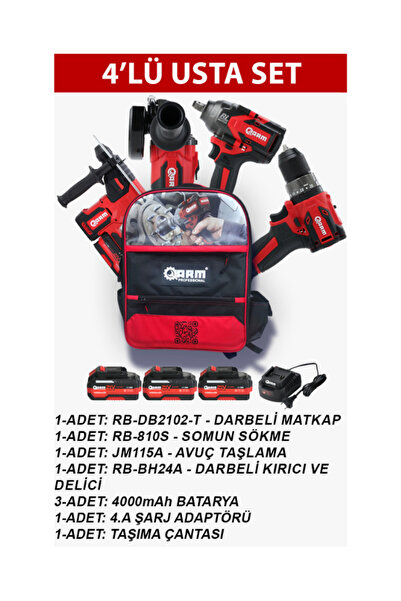 Arm 4'Lü Usta Şarjlı Set