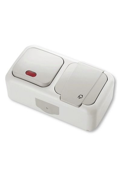 Viko by Panasonic Socket Schuko with LED Switch IP54 Gray PALMIYE VIKO
