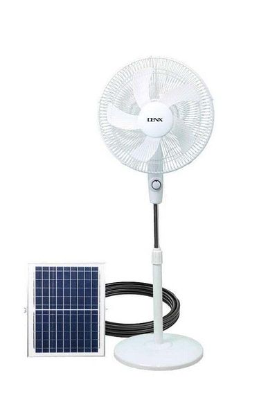 Denx 16-inch Solar Rechargeable Fan with 3 Airflow Speeds and 5000mAh Battery by